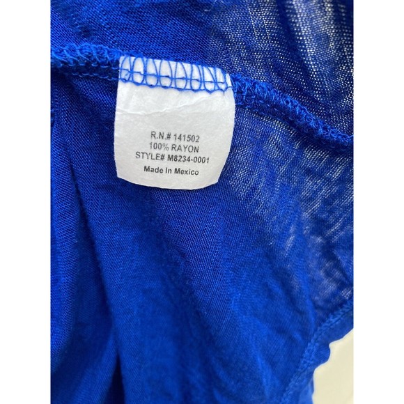 Royal Blue Cardigan Womens Large Open Front 3/4 Sleeve Rayon Lightweight - Picture 5 of 5